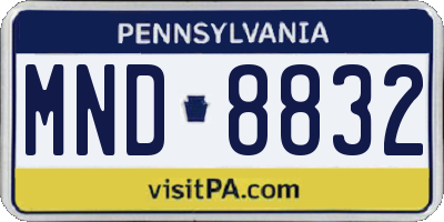 PA license plate MND8832