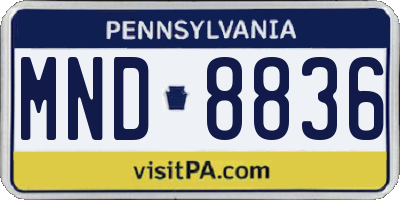 PA license plate MND8836