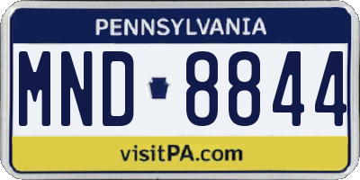 PA license plate MND8844