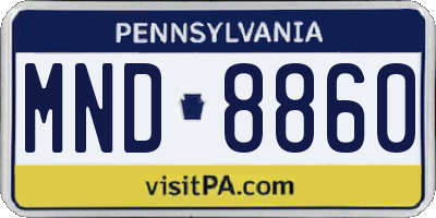 PA license plate MND8860