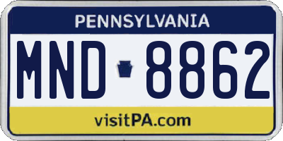 PA license plate MND8862
