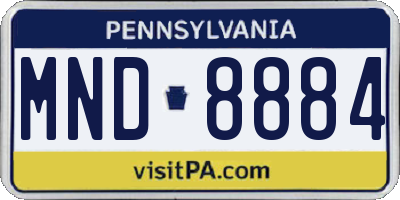 PA license plate MND8884
