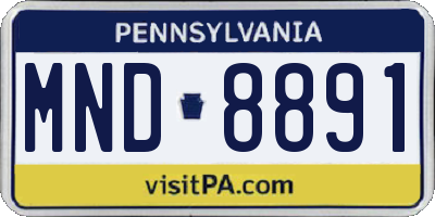 PA license plate MND8891
