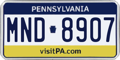 PA license plate MND8907