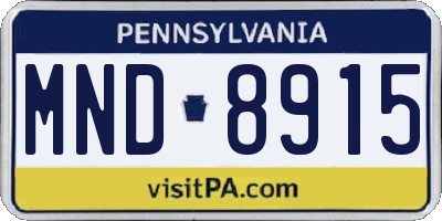 PA license plate MND8915