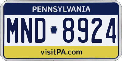 PA license plate MND8924