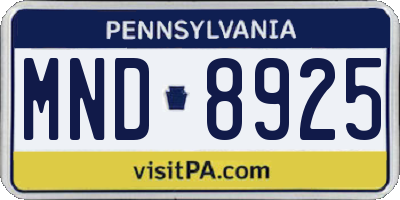 PA license plate MND8925