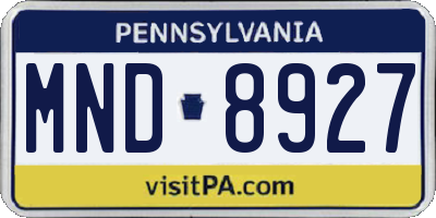 PA license plate MND8927