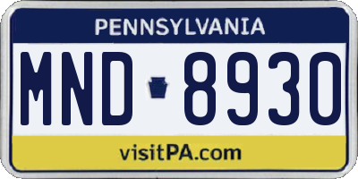 PA license plate MND8930