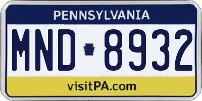 PA license plate MND8932