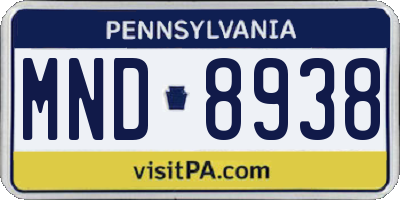 PA license plate MND8938