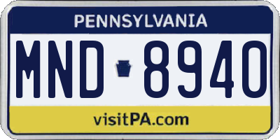 PA license plate MND8940