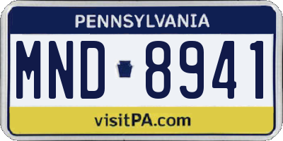 PA license plate MND8941