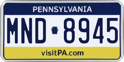 PA license plate MND8945