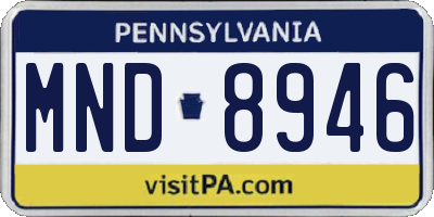 PA license plate MND8946