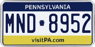 PA license plate MND8952
