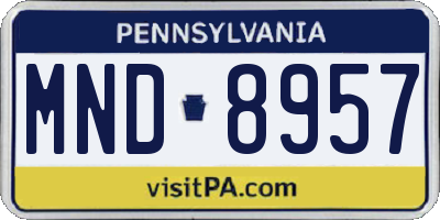 PA license plate MND8957
