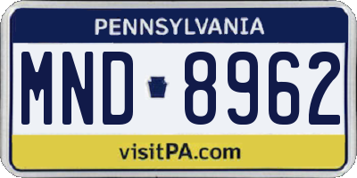 PA license plate MND8962