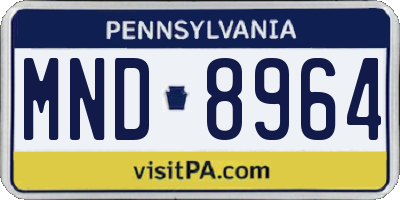 PA license plate MND8964