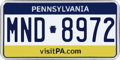 PA license plate MND8972