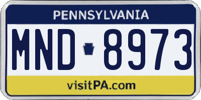 PA license plate MND8973