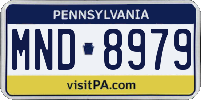 PA license plate MND8979