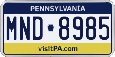 PA license plate MND8985