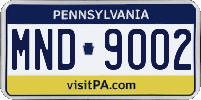 PA license plate MND9002