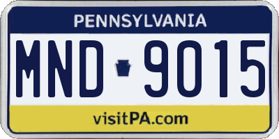 PA license plate MND9015