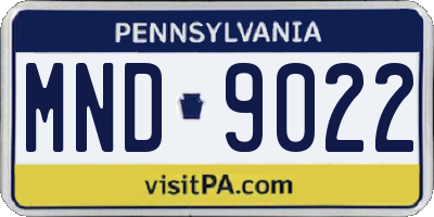 PA license plate MND9022