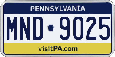 PA license plate MND9025