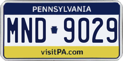 PA license plate MND9029