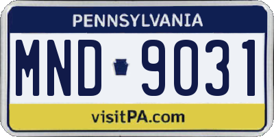 PA license plate MND9031
