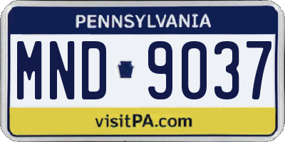 PA license plate MND9037