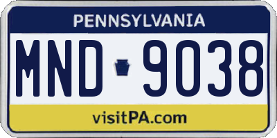 PA license plate MND9038