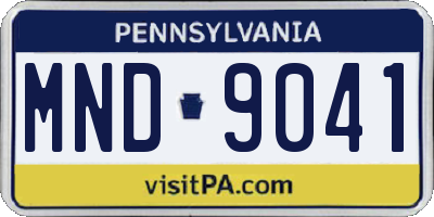 PA license plate MND9041