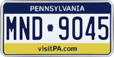 PA license plate MND9045
