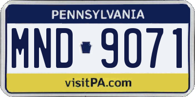 PA license plate MND9071