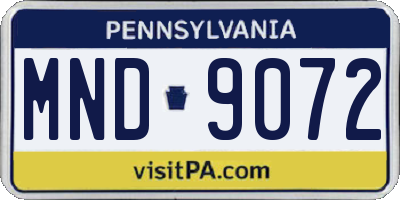 PA license plate MND9072