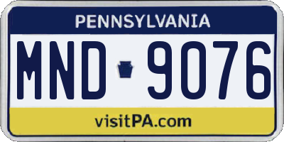 PA license plate MND9076