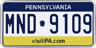 PA license plate MND9109