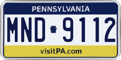 PA license plate MND9112