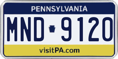 PA license plate MND9120