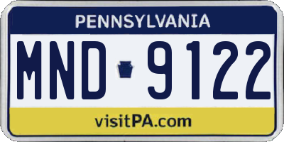 PA license plate MND9122