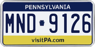 PA license plate MND9126