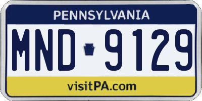 PA license plate MND9129