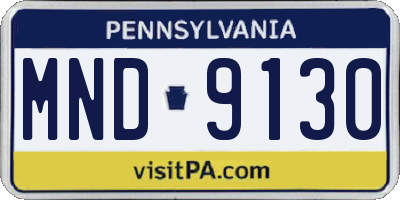 PA license plate MND9130