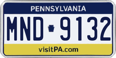 PA license plate MND9132