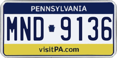 PA license plate MND9136
