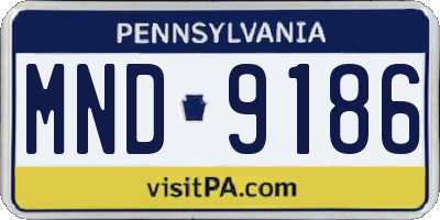 PA license plate MND9186